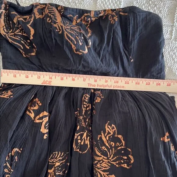 Free People Baja Babe Black Bronze Foil Halter Midi Dress Sz M - Picture 6 of 14